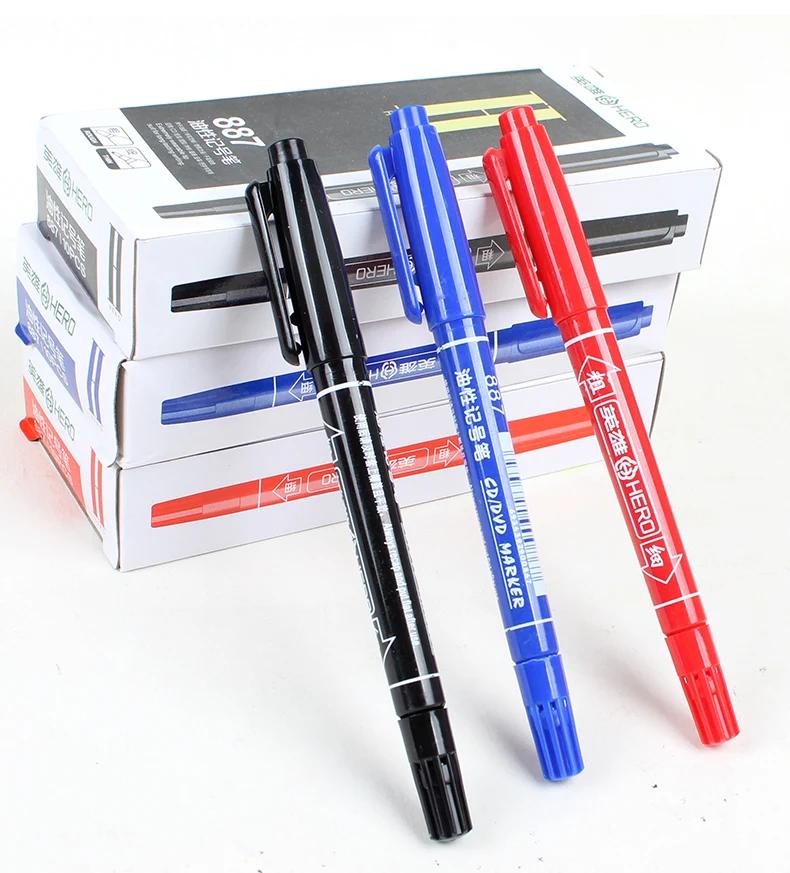 3Pcs/Set Dual Tip 0.5/1.0 Mm Nib Oily Marker Pen Waterproof Red Black Manga Art Marker Pens Student School Office Stationery