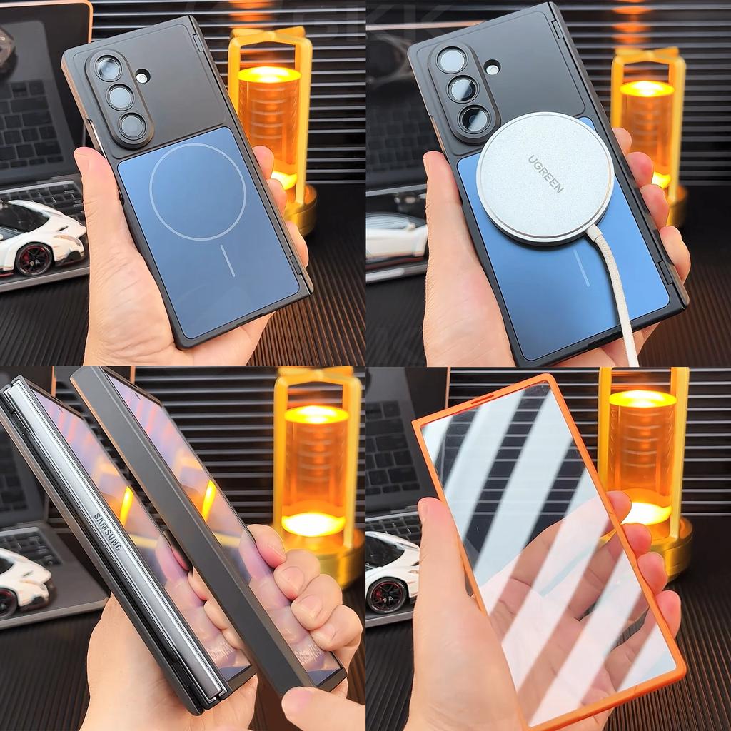 Magnetic Hinge Plastic Case for Samsung Galaxy Z Fold 8 Ultra Screen Glass for Magsafe Wireless Charge Cover for Galaxy Z Fold7