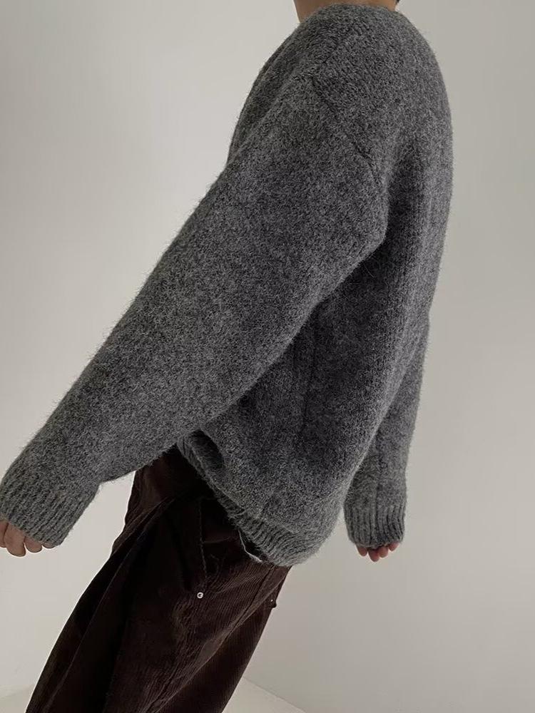 Maglione da uomo in mohair stile coreano autunnale: Maglione Trendy Girocollo Largo