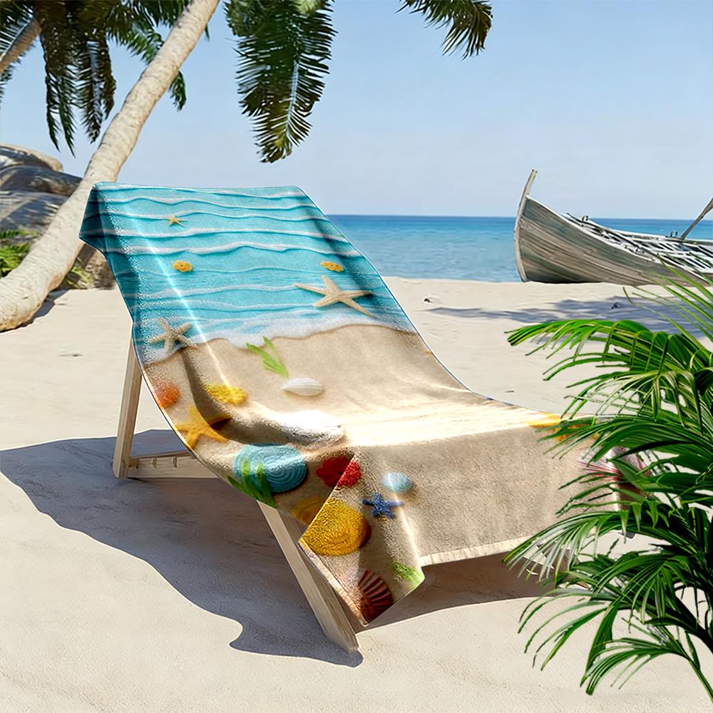 Colorful Beach and Seashell Pattern Beach towel quick-drying for travel outdoor sports jogging beach and swimming