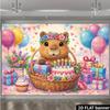 2D Flat Printing Capybara Birthday Backdrop for Girls' Party & Photo Shoot