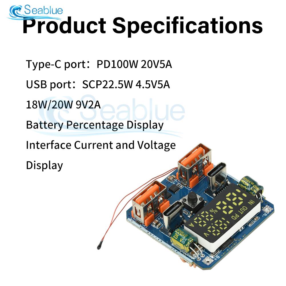 Lithium Battery Charger Module 4S PD 100W Bidirectional Fast Charging 20V 5A High-Power Buck-Boost Battery Protection Board