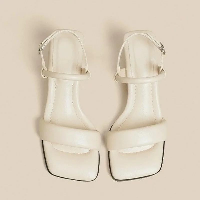 Fashion One Word Sandals for Women's Summer 2024 New Thick Heels, Open Toe High Heels, Non Slip Women's Shoes, Mom's Shoes