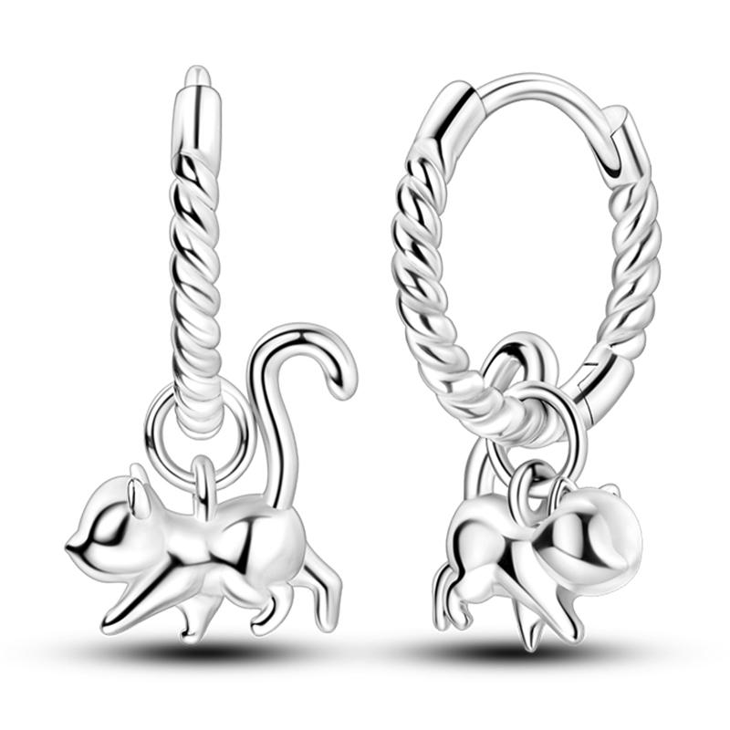 Women's 925 Silver Teddy Bear Rabbit Donut Pink Theme Sweet Romantic Priginal Design Earrings Engagement Party Exquisite Jewelry