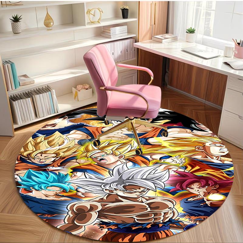 DRAGON BALL Print Round Rug, Washable Floor Carpet, For Entryway Dorm Laundry Room Office Study, Home Decor Birthday Christmas Gift