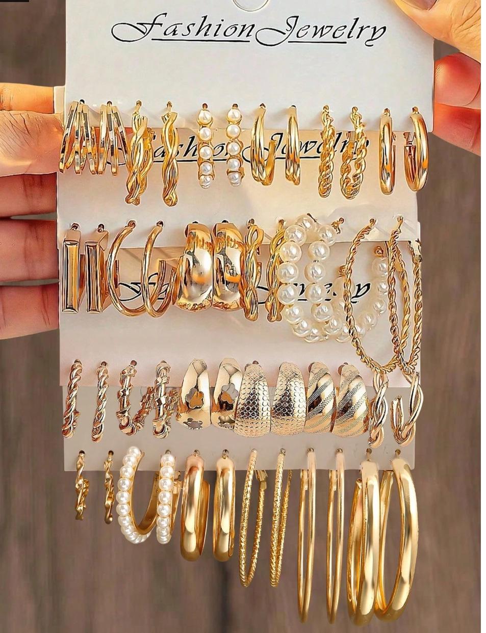 Geometrisches gedrehtes Metall-Manschettenohrringe-Set - Hochwertiger vielseitiger Stil beige