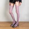 Lolita Sweet Girls Punk Style Floral Tights Colorful Thigh High Stockings Sheer Fishnet Suspender Tights Garter Belt Pantyhose