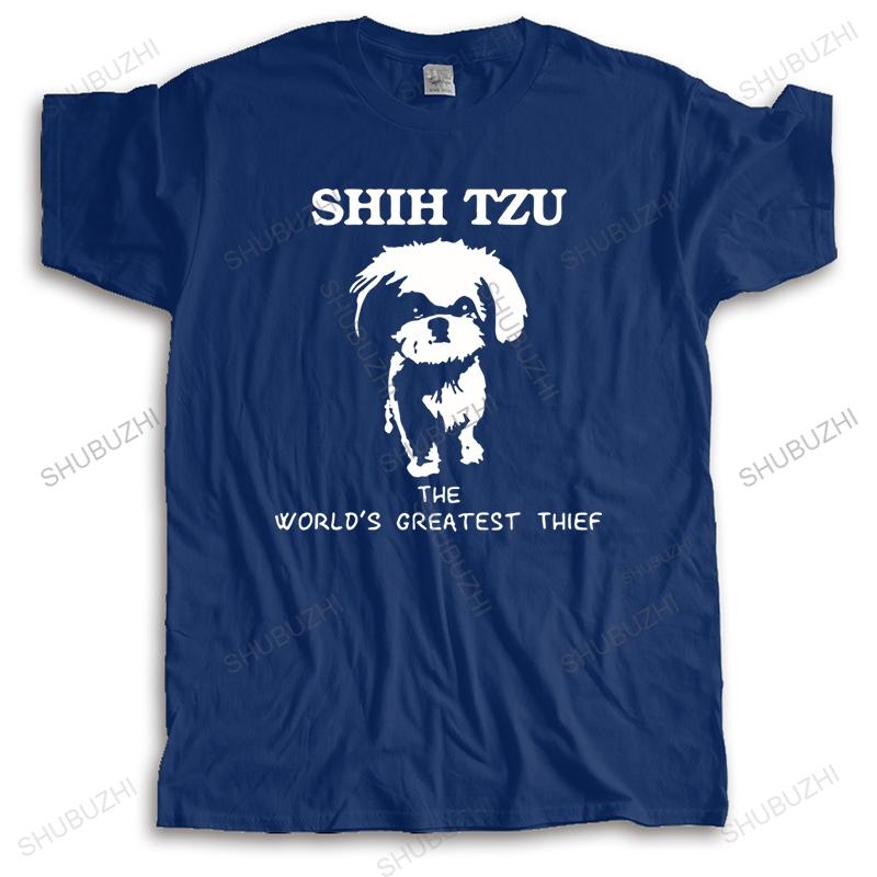 Cotton High Quality Tshirt Men Summer Loose Tees Shih Tzu The Worlds Greatest Thief Bigger Size Homme Black Oneck Teeshirt