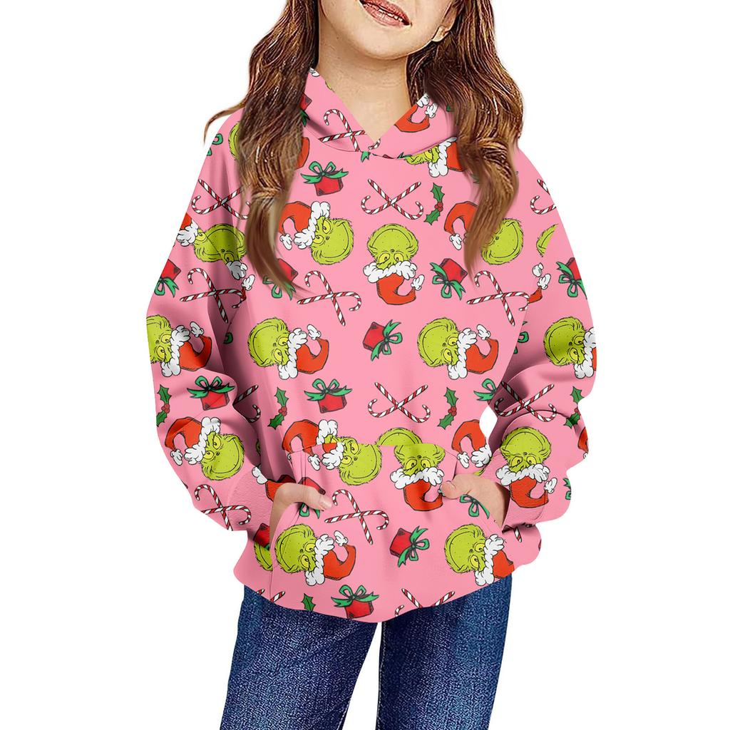 Children's Long-sleeved Loose-fitting Pullover Hoodie With Drawstring And Solid Color