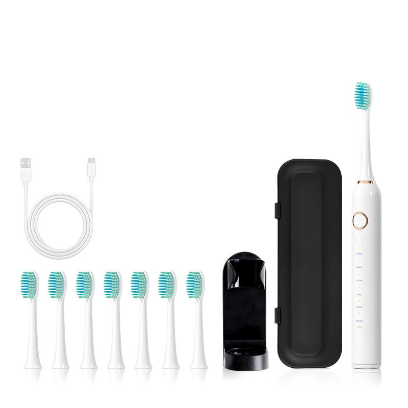 

Ультразвуковые электрические зубные щетки 3 передачи 6 режимов USB зарядное устройство 8 насадок дорожный футляр белый