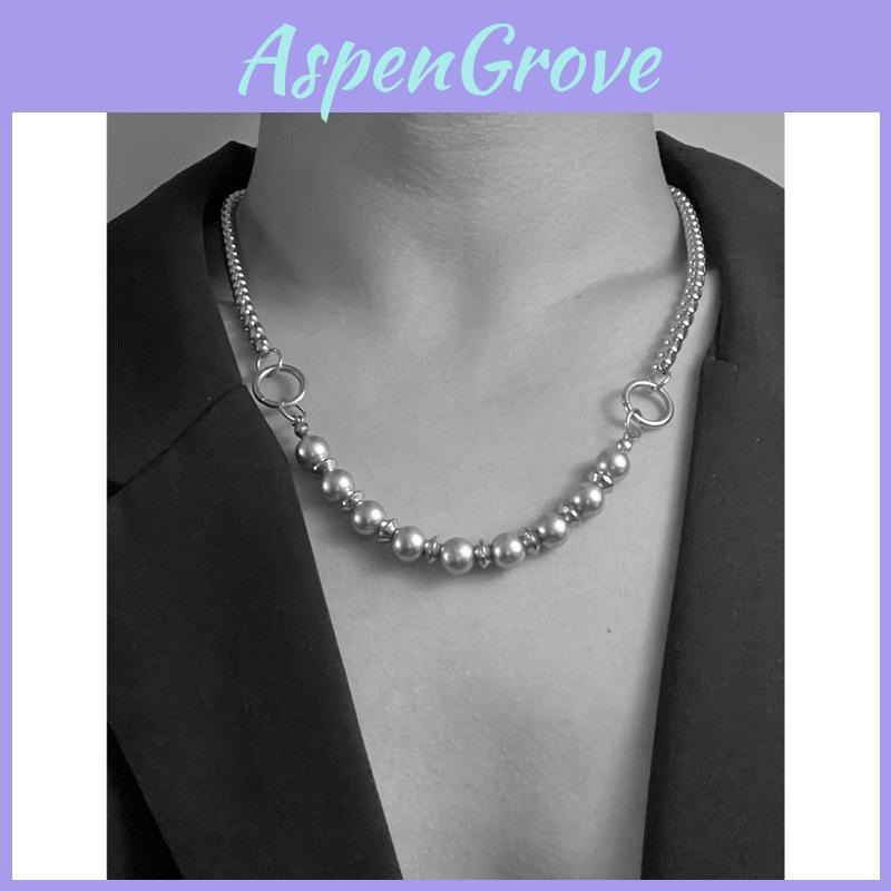 Minimalist Stainless Steel Box Chain Necklace With Pearl Accents For Unisex Wear