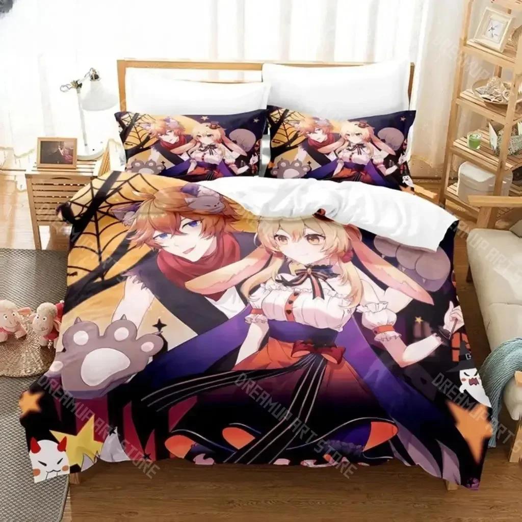 

3D Print Anime Genshin Impact Lumine Duvet Cover Cartoon Girl Bedding Sets Twin Double Bed Set For Customization Home Textiles EU Single 90x200cm