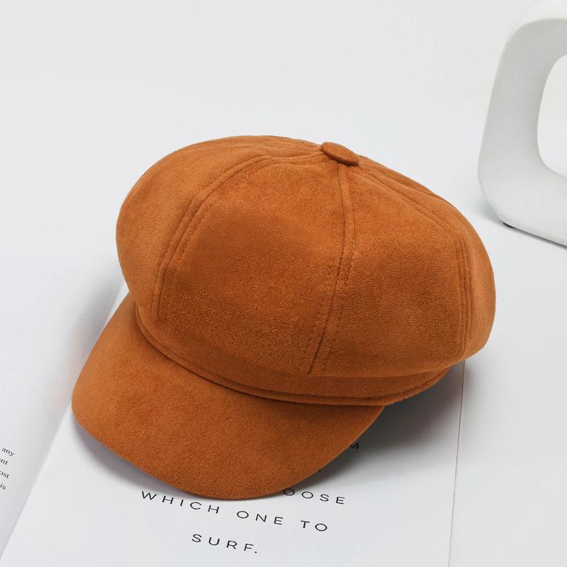 

100% Модная восьмиугольная шляпа Корейская версия Британский ретро Однотонная бейсболка Берет Подчеркивает маленькое лицо one size