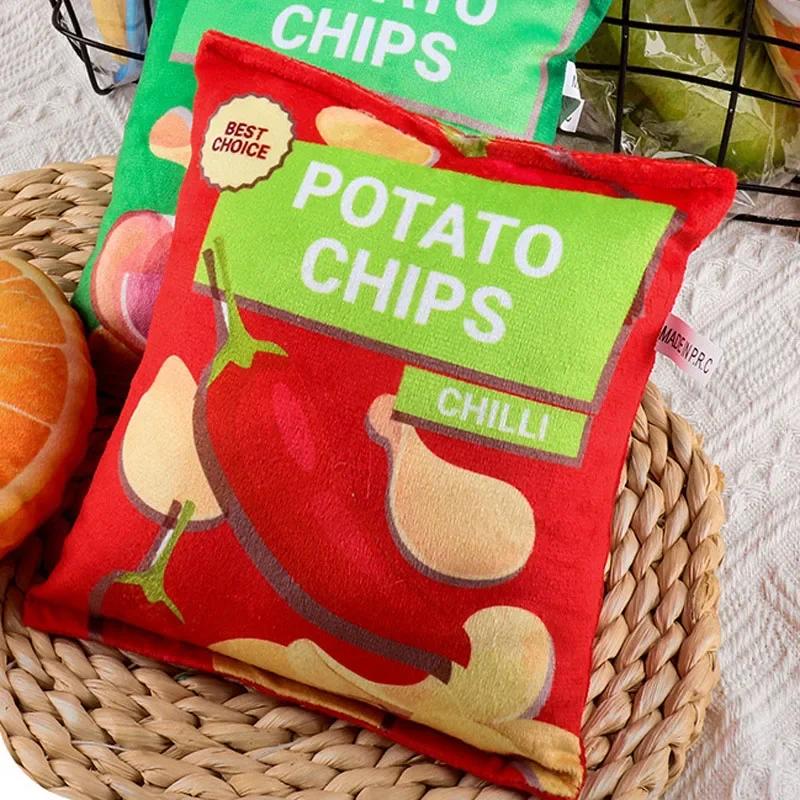 Funny Dog Toy Crisps Plush Filled Pets Squeaky Chew Toys Bite-resistant Sounding Paper Toys For Small Medium Pets Supplies