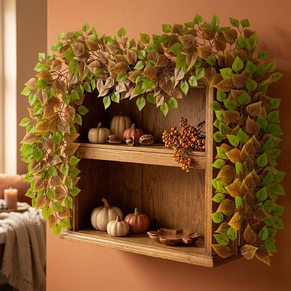 Multicolor Ficus Elastica Artificial Leaves Garland 170cm Leangth Table Running Simulation Leaf Vine 3D Leaf Photo Props