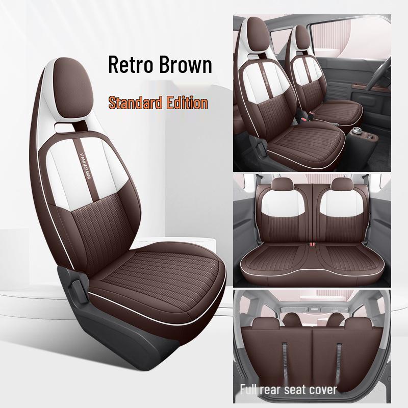 2023 Cute Panda Mini Car Seat Cushion – 120km Model, Full Surround Cartoon Leather Cover