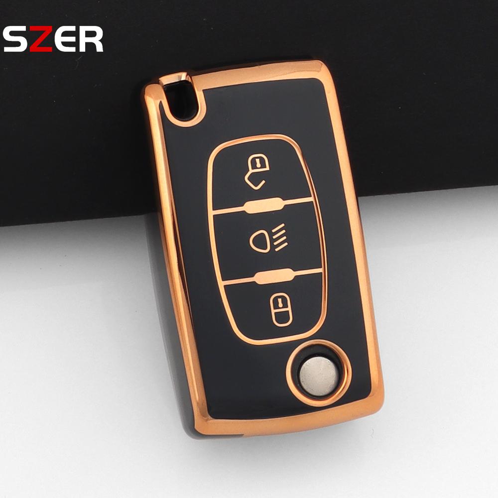 New Pink Tpu Car Key Case Cover Keychain Fob Shell For Citroen C2 C3 C4 C5 C6 Xsara Berlingo For Peugeot 207 307 308 407 607 807