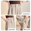 Women's High-Waist Wool Blend Straight-Leg Trousers