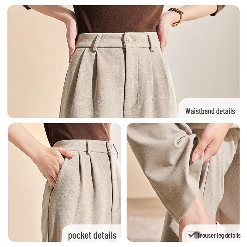 Women's High-Waist Wool Blend Straight-Leg Trousers