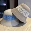 2026New Niche Minimalist Hand-woven Straw Hat with Contrasting Colors, Bucket-style Straw Fisherman Hat That Covers the Face and Makes the Face