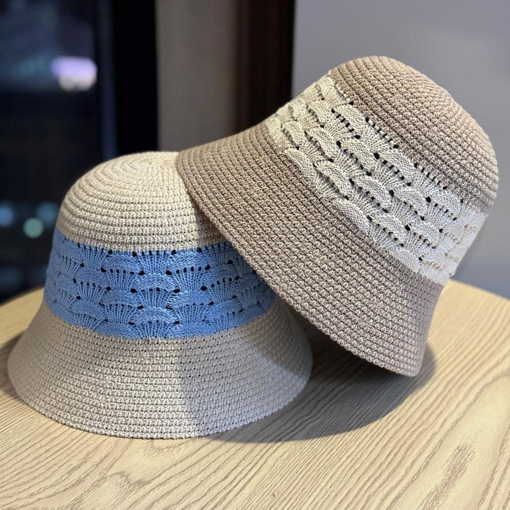 2026New Niche Minimalist Hand-woven Straw Hat with Contrasting Colors, Bucket-style Straw Fisherman Hat That Covers the Face and Makes the Face