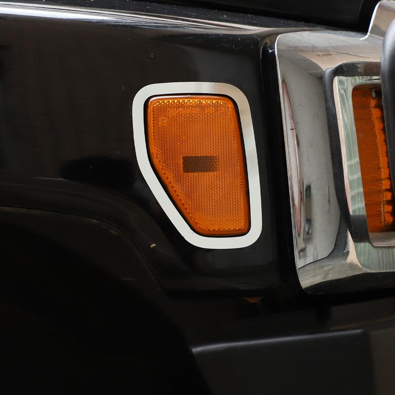For Hummer H3 2005-2009 Stainless Steel Glossy Silver Car Side Turn Lamp Decorative Frame Car Exterior Accessories
