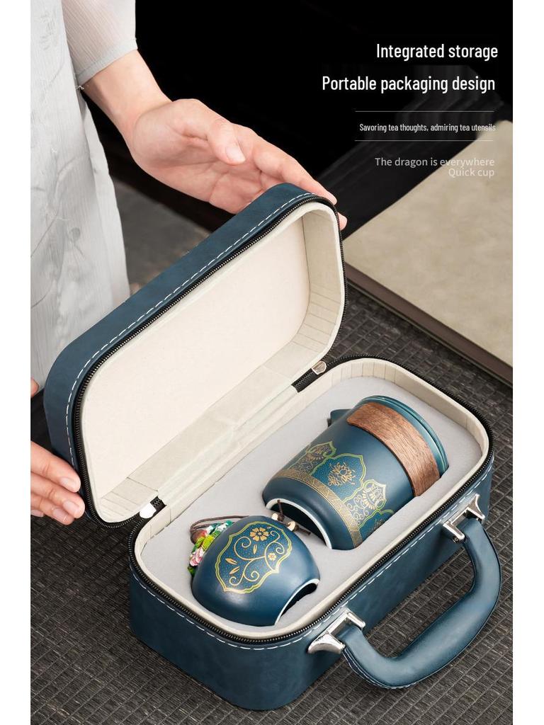 Portable Kung Fu Tea Set for Travel, Camping, and Business Gifts with Logo