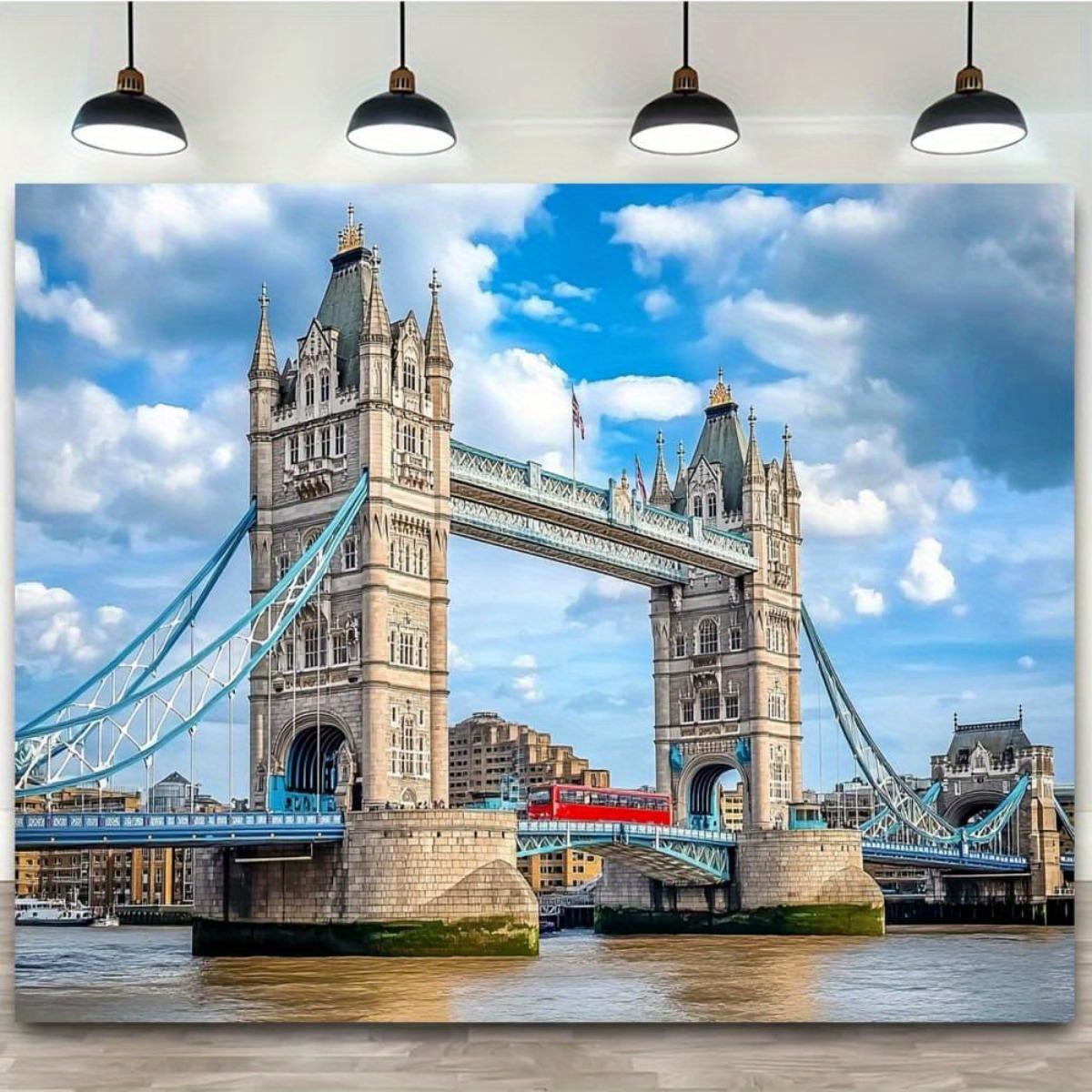 2D flat surface 1 piece of London Tower Bridge cityscape background fabric suitable for party banners and events 100x150cm