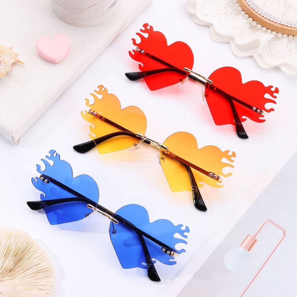 UV400 Protection Fire Heart Shaped Sunglasses Halloween Glasses  for Women & Men