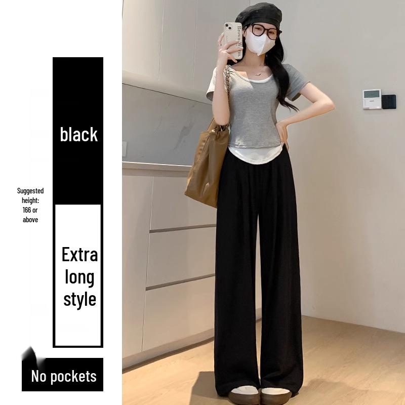Women's Ice Silk High-Waist Wide Leg Trousers - Summer 2025 Collection