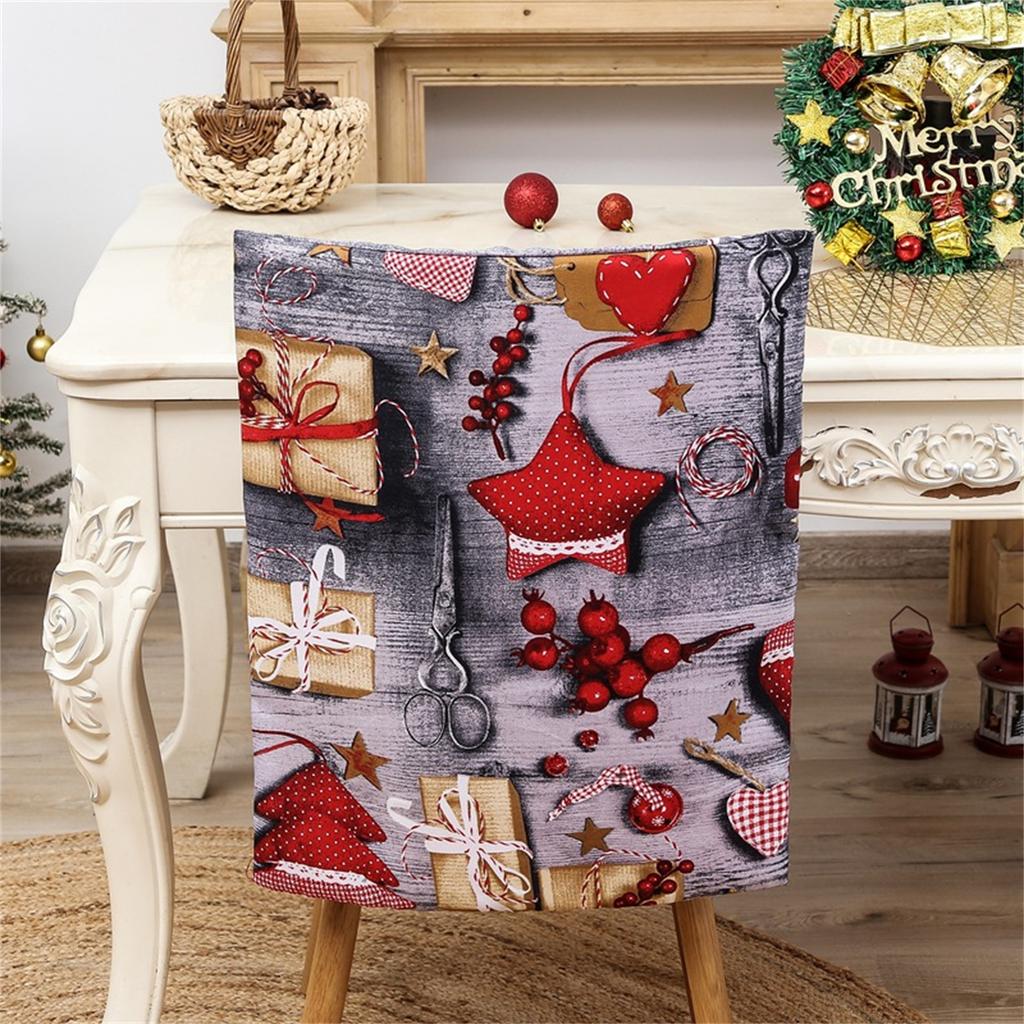 Christmas Dinner Table Decoration Restaurant Chair Cover 2024 New Year Decor Chair Back Covers Christmas Decoration