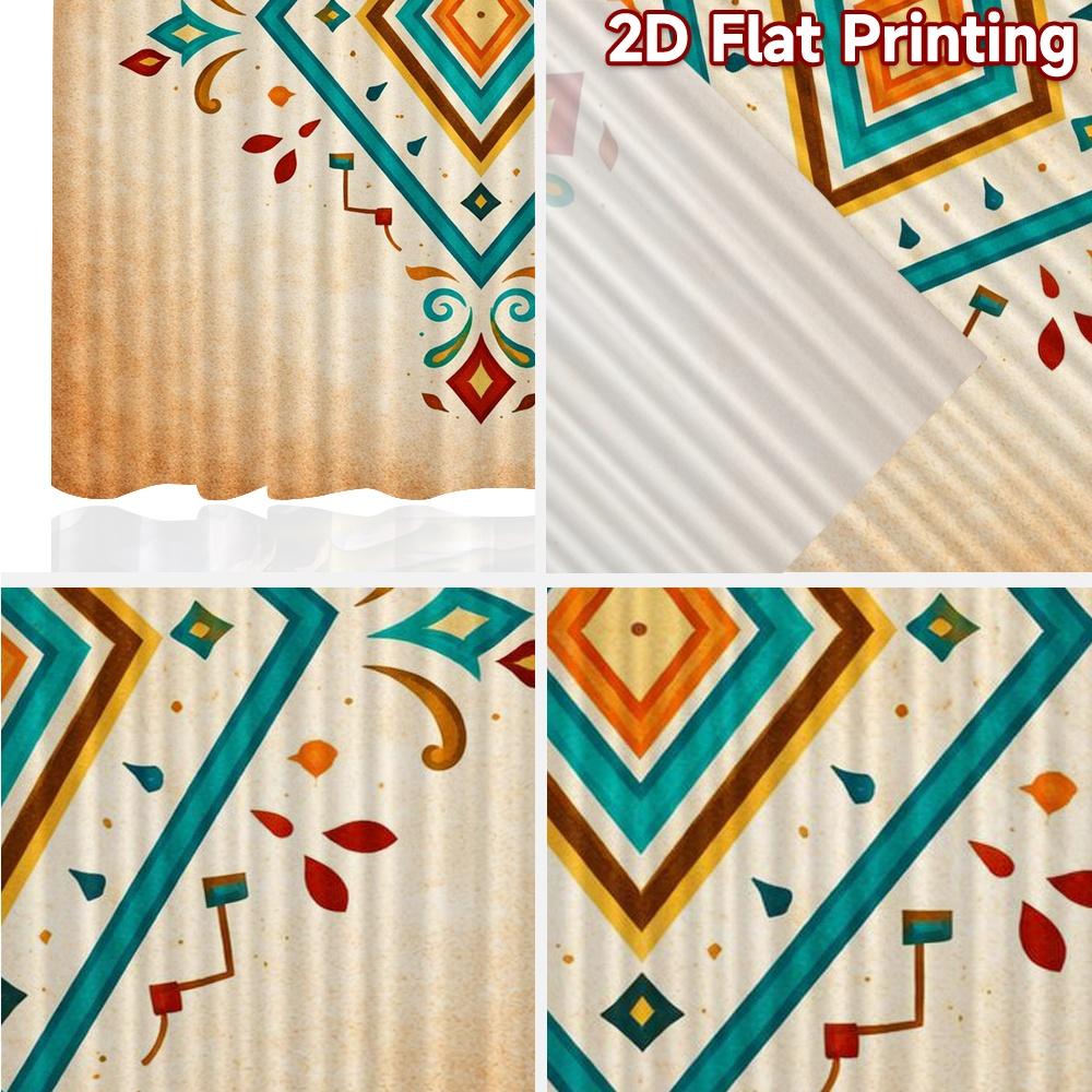 2D FLAT PRINTING 2pcs Curtains (Without Rod) Geometric Colorful Symmetry Print Popular Curtains Durable 100% Polyester Fabric