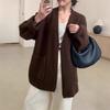 Korean version loose lazy wind knitted cardigan for women's autumn and winter thickened sweater jacket soft waxy warm thick