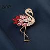 Women Brooch Flamingo Shape Rhinestone Decor Anti-slip Wear-resistant Suit Coat