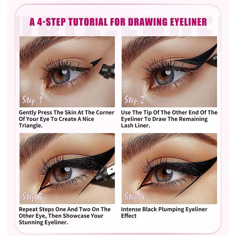 Doppelendiger Siegelstempel Flüssiger Eyeliner Wasserdicht Schnelltrocknend Schwarzer Eyelinerstift mit Eyeliner Kosmetik Augenende Eyeliner