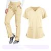 Women's Loose And Comfortable V-neck Short Sleeved Workwear With Top And Beauty Suit Set