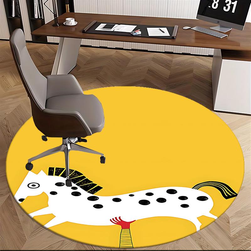 Creative Horse Design Chair Mat Round Carpet for Home Decor, Office Use, Living Room, Bedroom, Gift Idea0275b