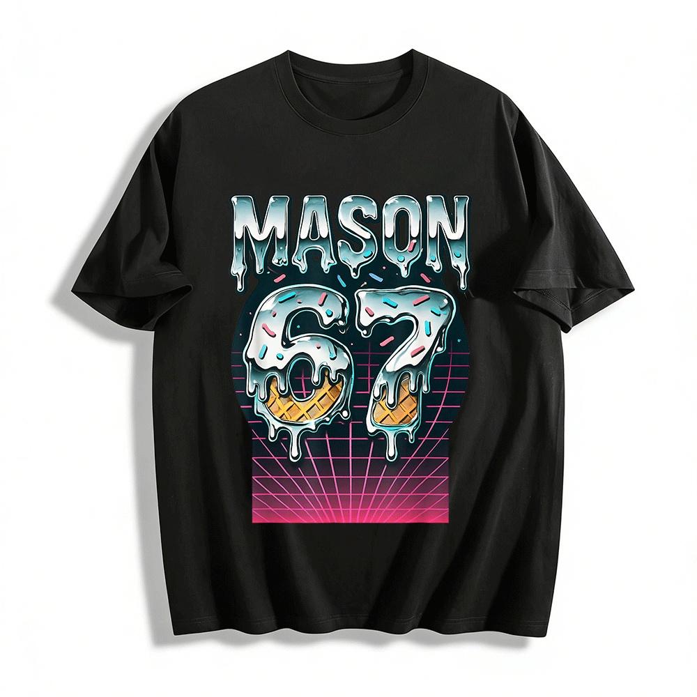 Retro Neon Dripping Ice Cream No.67 MASON Graphic Tee Pure cotton T-shirt XXS