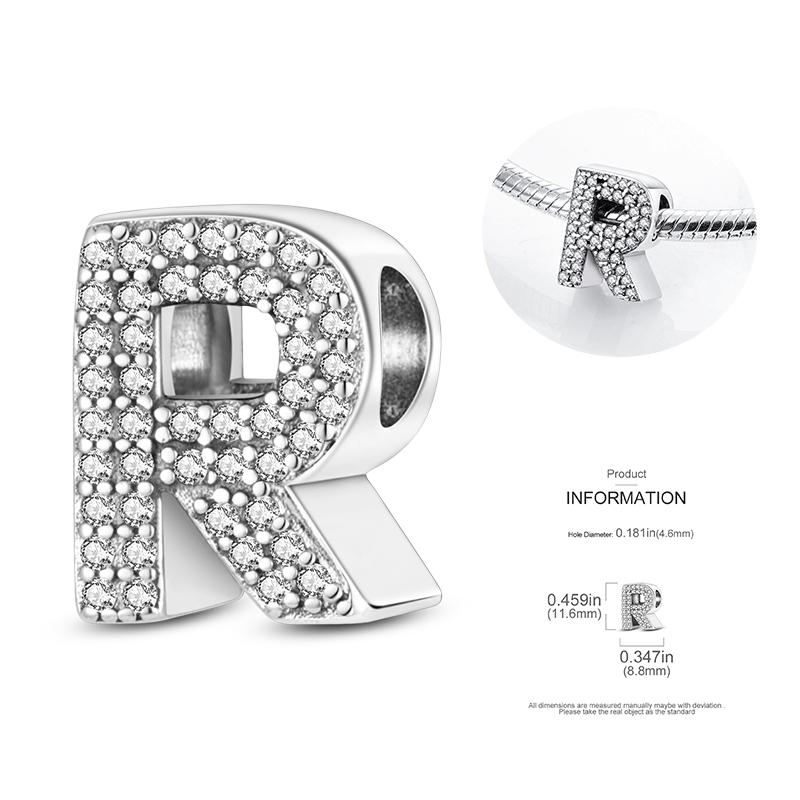 26 A-Z Alphabetperlen Kupfer Liebesbrief-Anhänger Passend für Original 3mm Damenarmband Armreif Cz Zirkonperle DIY Schmuck Geschenk