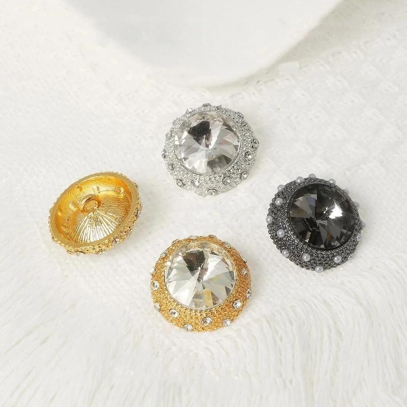 Metal Rhinestone Buttons Large Shiny Glass Crystal Matte Cute Buttons for Kids Clothing DIY Garment Sewing Decoration