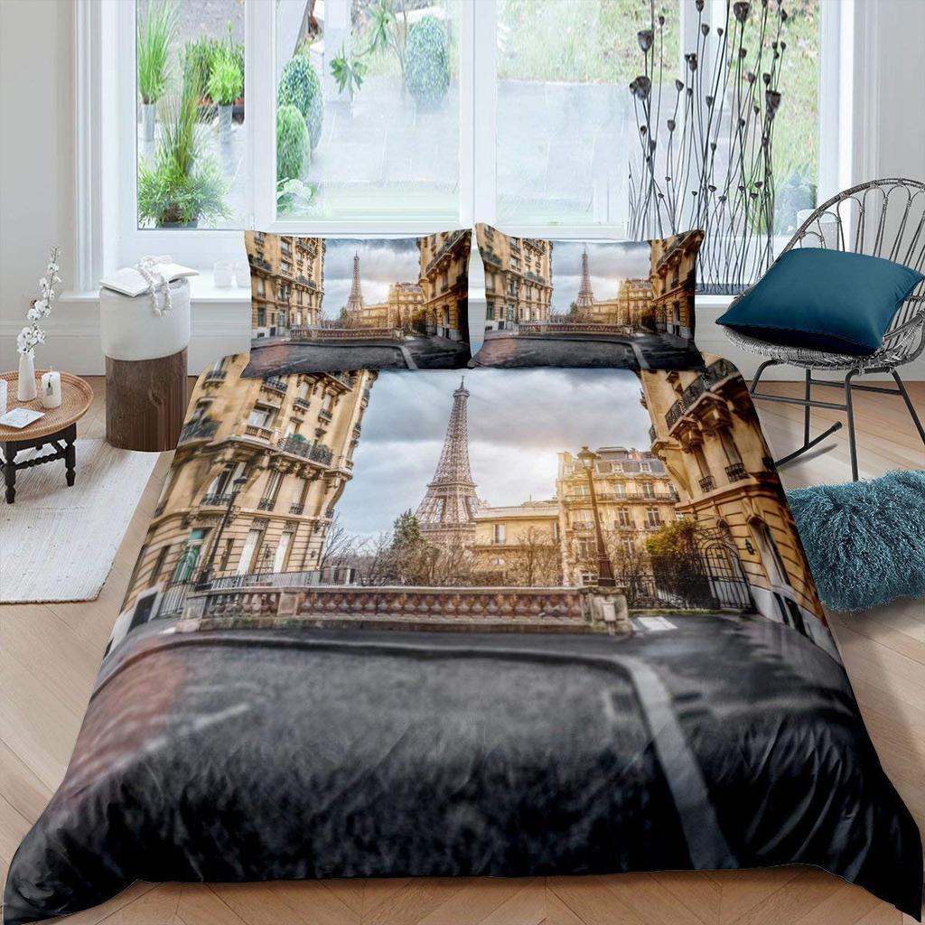 Cityscape Duvet Cover Set New York City Night View Quilt Cover For Boys Adults Microfiber Building Bedding Set 2/3Pcs King Size