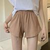 Shorts de verão femininos com cordão, cintura alta elástica, cor sólida, linha A, macio, respirável, fino, solto, praia, esportes, corrida, shorts