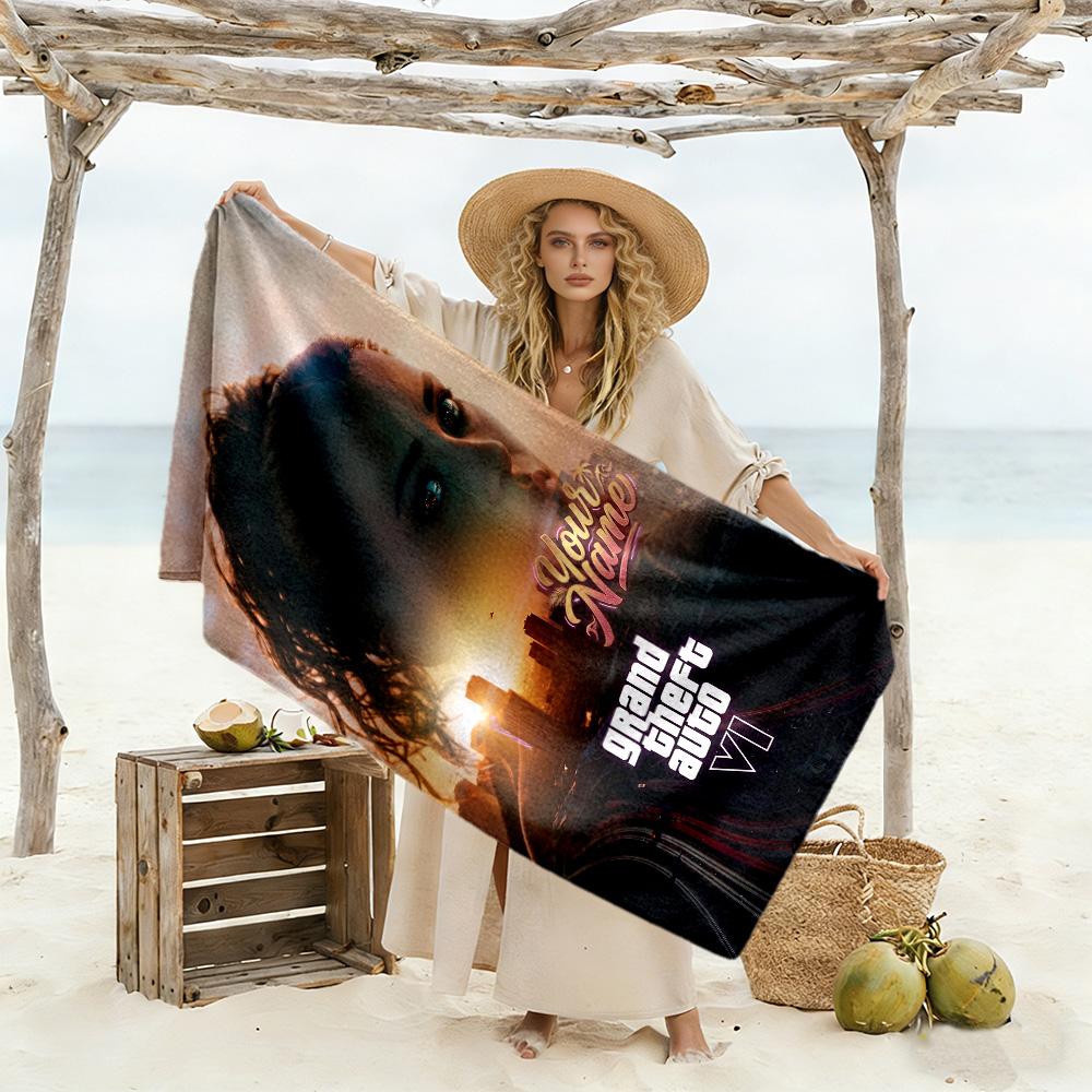 Gta Customizable Name Beach Towel Super Soft Microfiber Quickdry Fabric Portable for SwimmingBeachCamping Travel Beach AccessoriesGym