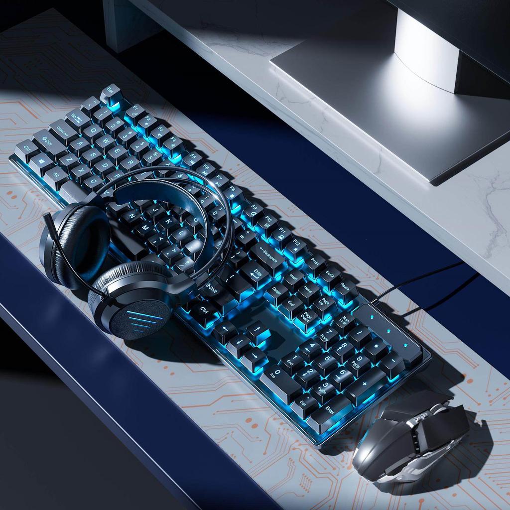 Mechanical Desktop Gaming Keyboard & Mouse Set for PC and Laptop