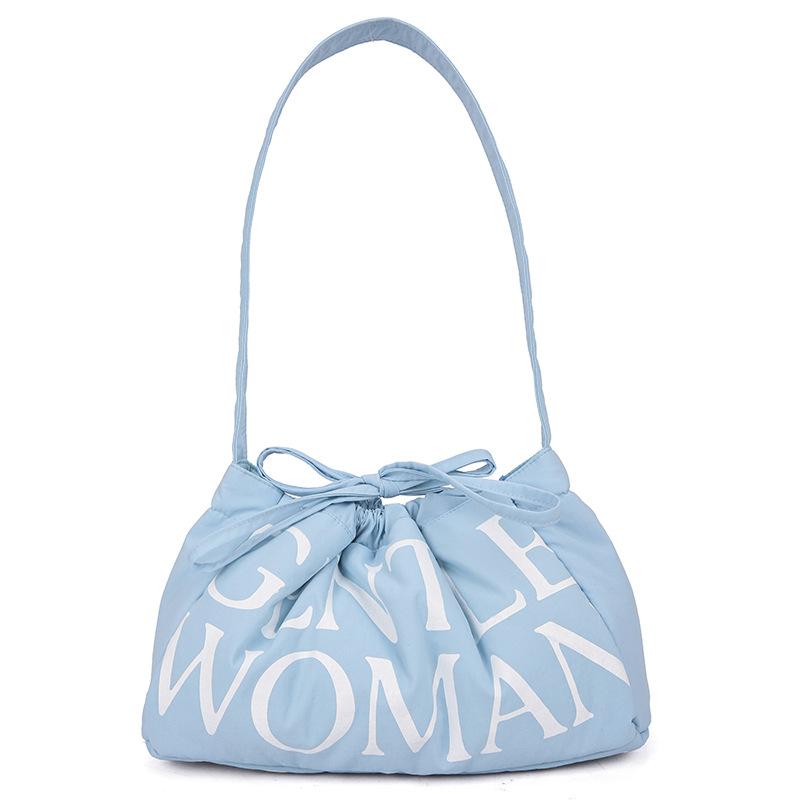 

Модная сумка через плечо с буквенным принтом, женская, большая вместимость, новая повседневная ручная сумка из ткани, универсальная сумка для пельменей светло-синий