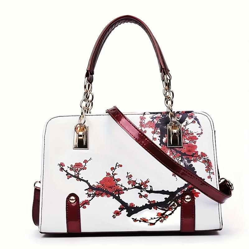 Borsa a cartella con stampa floreale, tracolla regolabile, borsa a spalla, portamonete per donne, per uso quotidiano, viaggi, lavoro, scuola e occasioni casual.