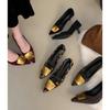 New High Heels Pumps Women Shoes Gold Buckle Ladies Elegant Single Shoes Pointed Toe Thin High Heel Dress Work Shoes