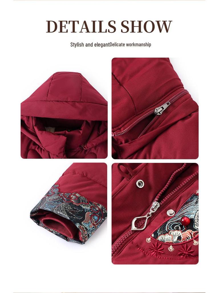 Stylish Fleece-Lined Winter Jacket for Older Women, Thickened and Hooded for Warmth