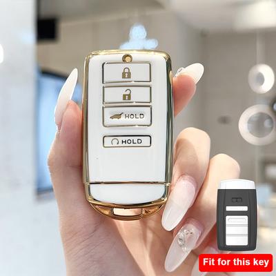 Gold Edge 4 Buttons Auto Remote Shell Fob Holder Protector For Honda Acura MDX RDX RLX ILX TLX 2019 2020 2021 TPU Smart Car Key Cover Case