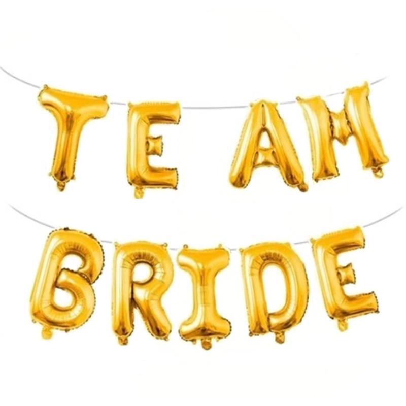 Wedding Party Background Decorations Rose Gold Team Bride Balloon Banner Hen Party 16 Inch Foil Letter Globos серебряный